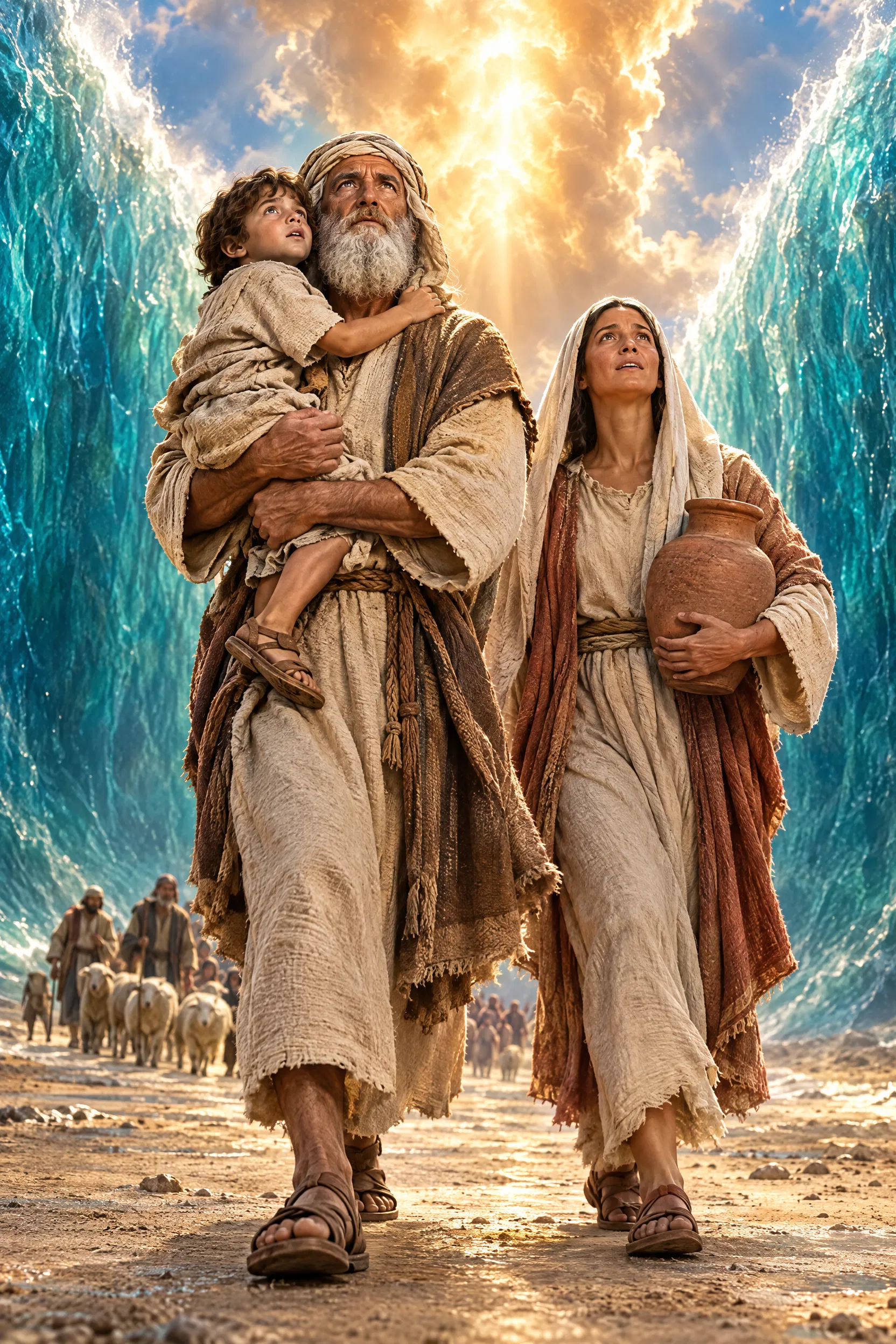 An Israelite Family Crosses the Red Sea