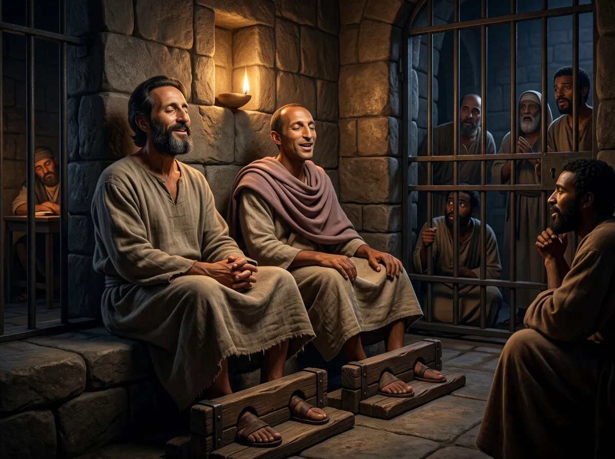 Paul and Silas Sing Hymns in the Philippian Prison