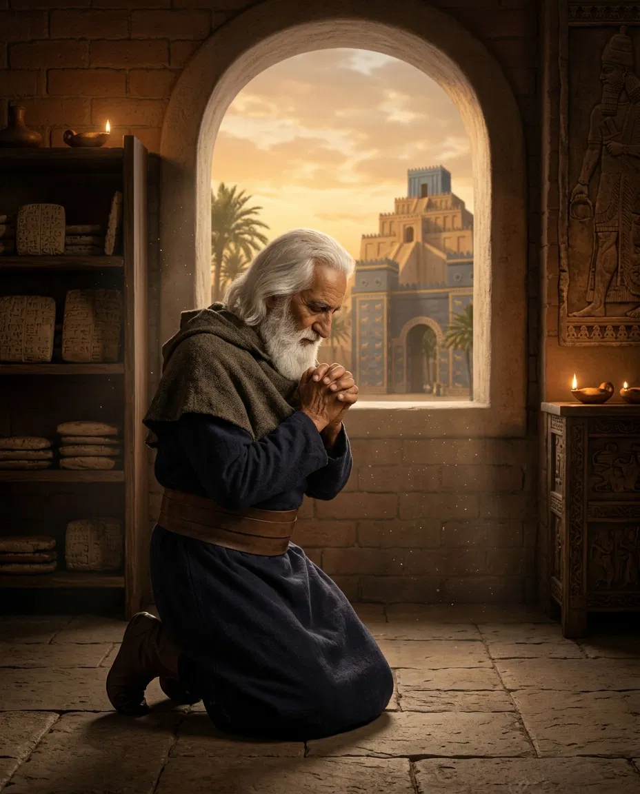 Daniel Kneeling in Prayer at His Window