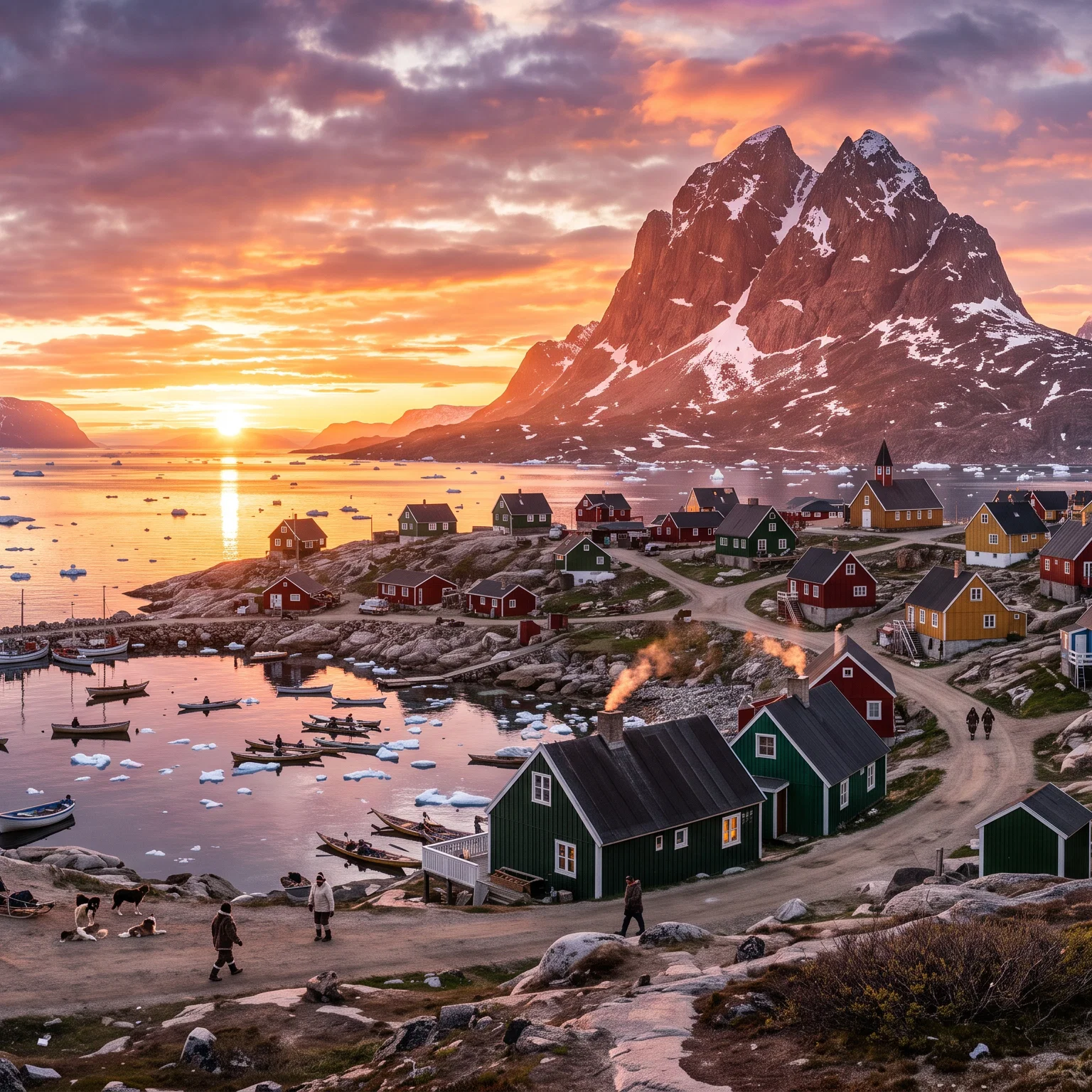 Golden Twilight Over Coastal Greenland