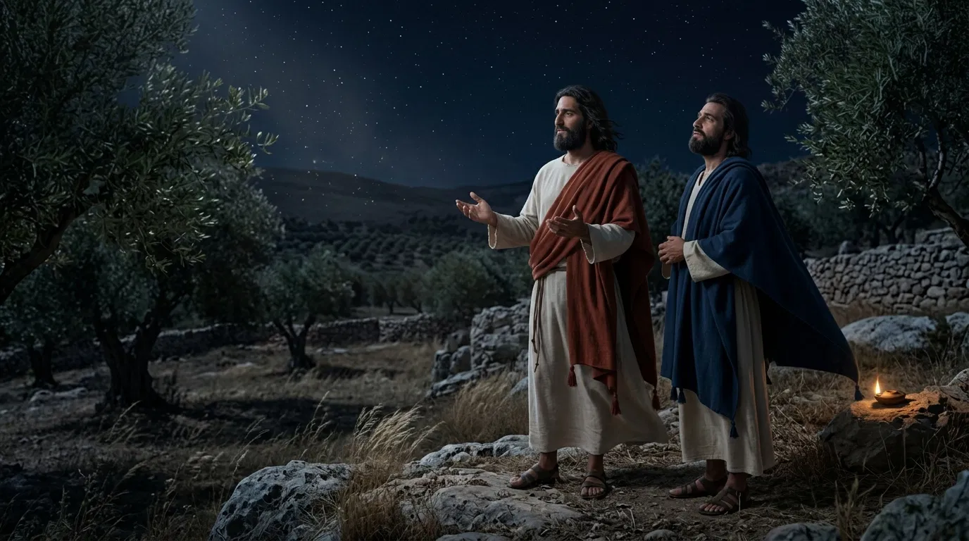 Jesus and Nicodemus Under the Night Sky