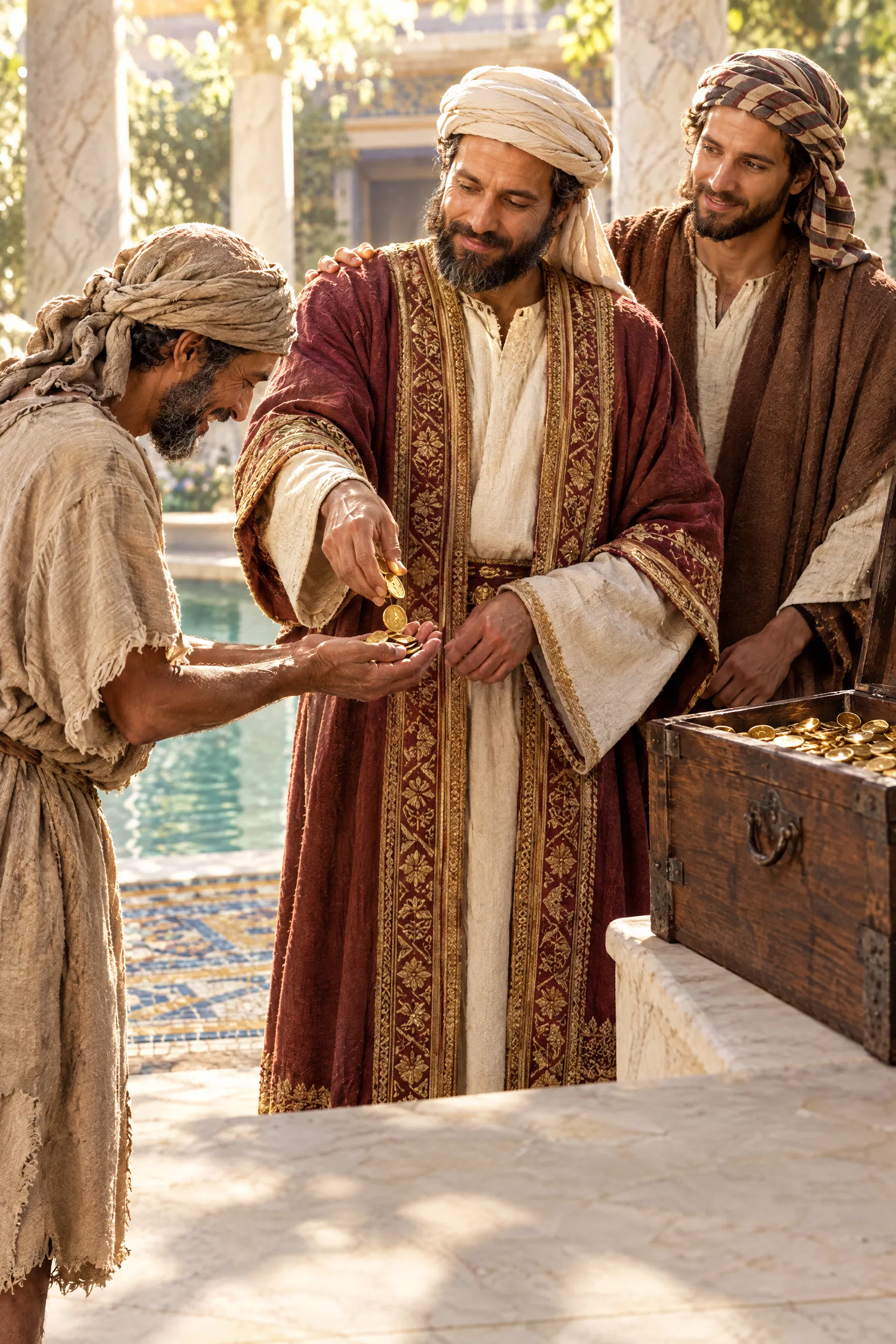 A Rich Merchant Gives Gold to a Poor Man