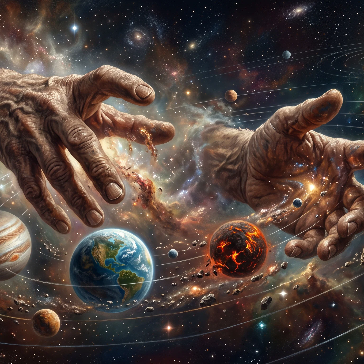 Divine Hands Sculpting the Celestial Heavens