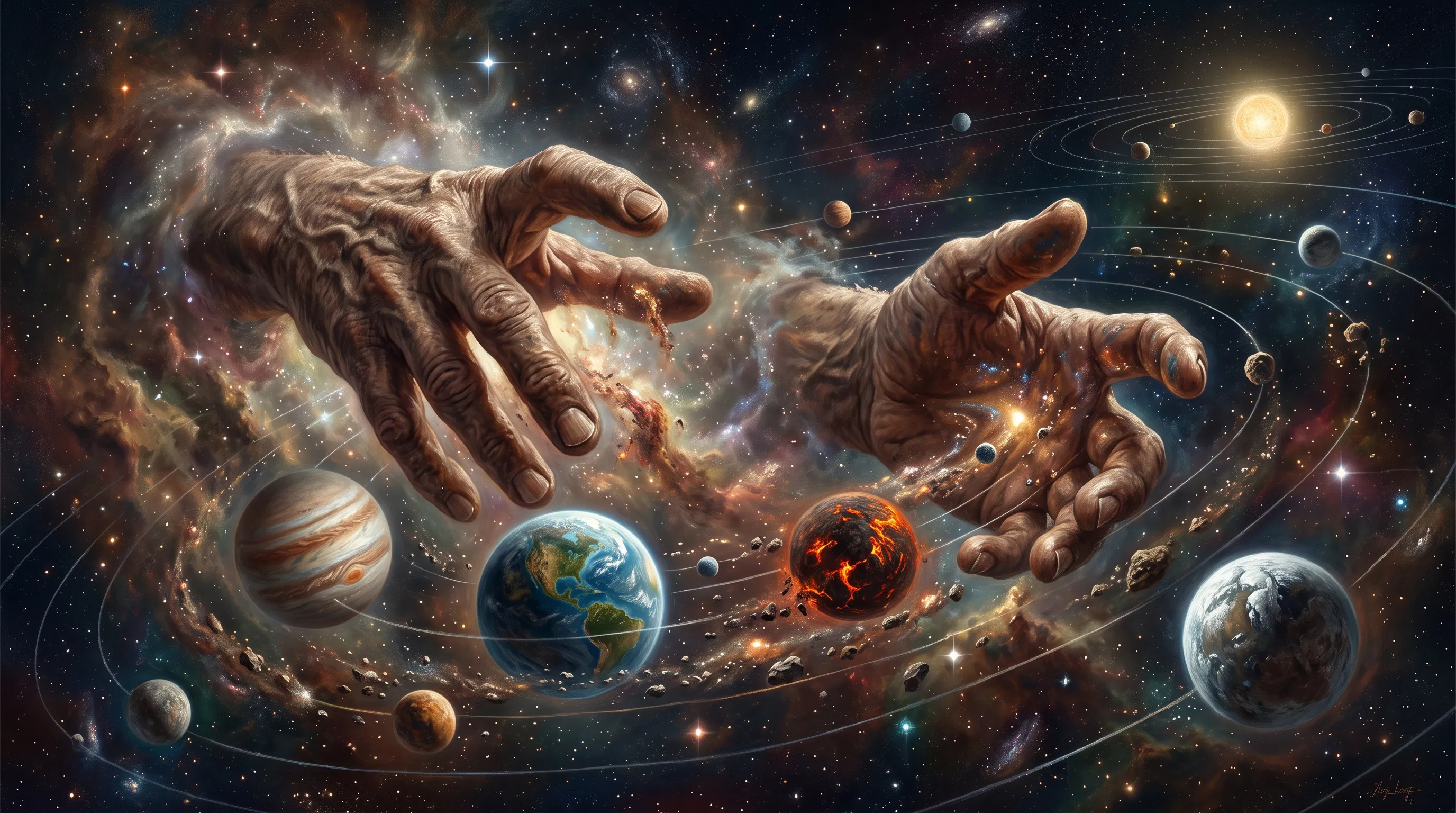 Divine Hands Sculpting the Celestial Heavens