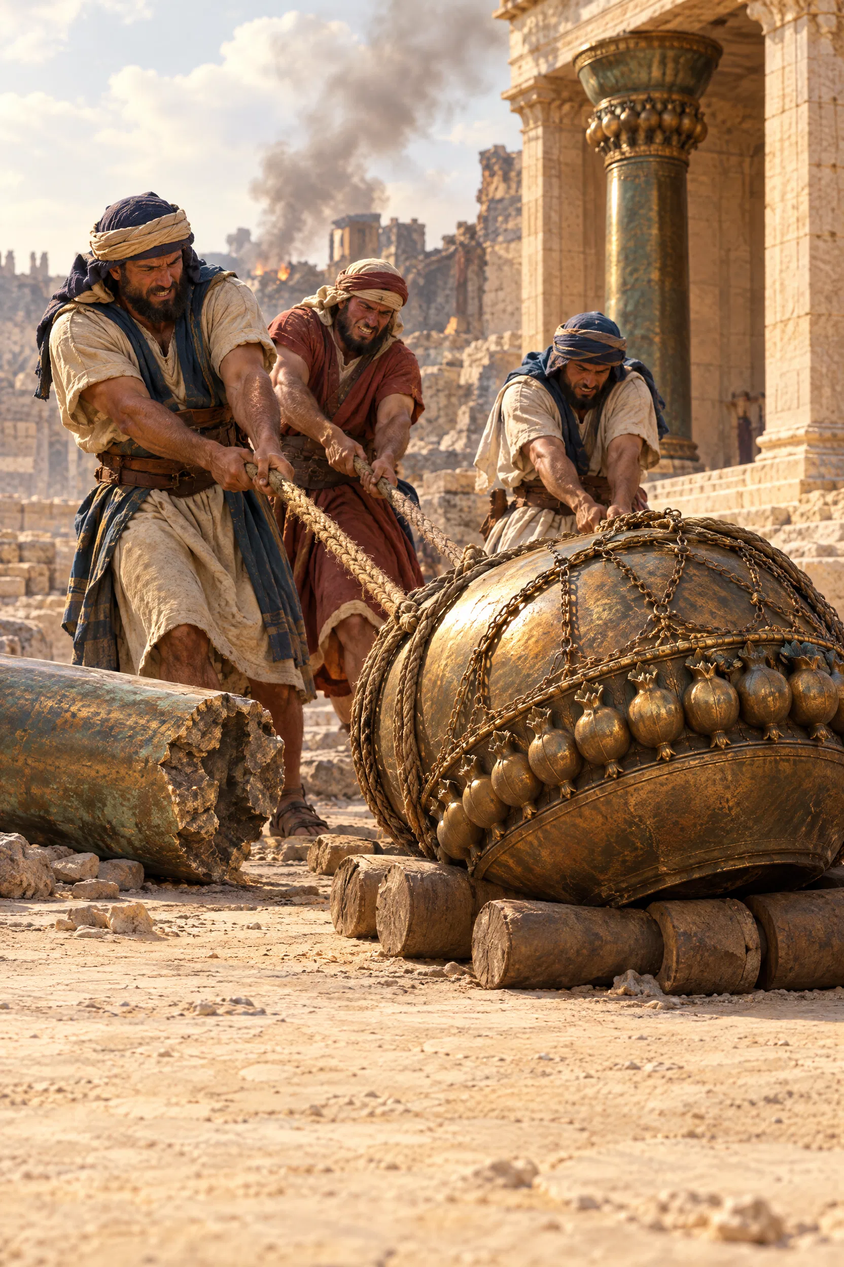 Babylonians Drag Away the Temple Pillar Capital
