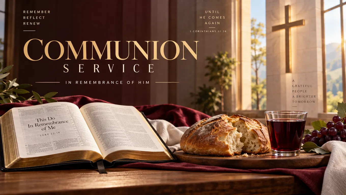 Communion Service Flyer With Bread and Cup