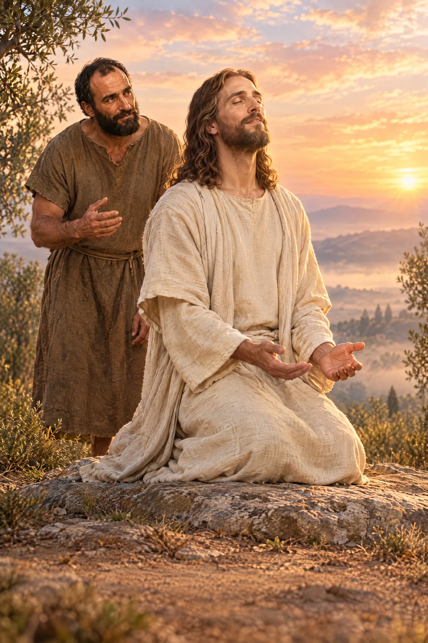 Jesus Prays on a Hillside at Dawn