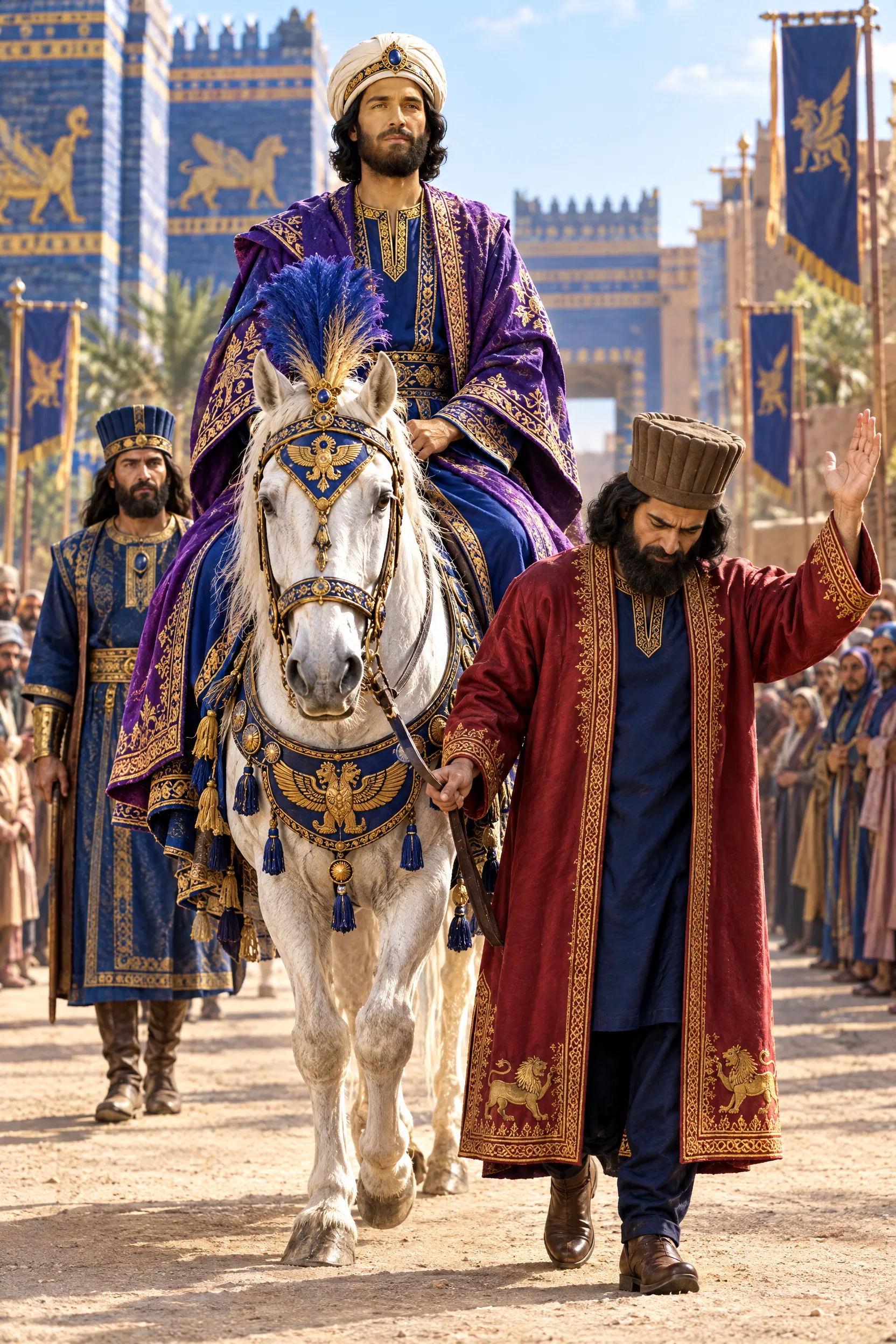 Haman Leads Mordecai on the King's Horse