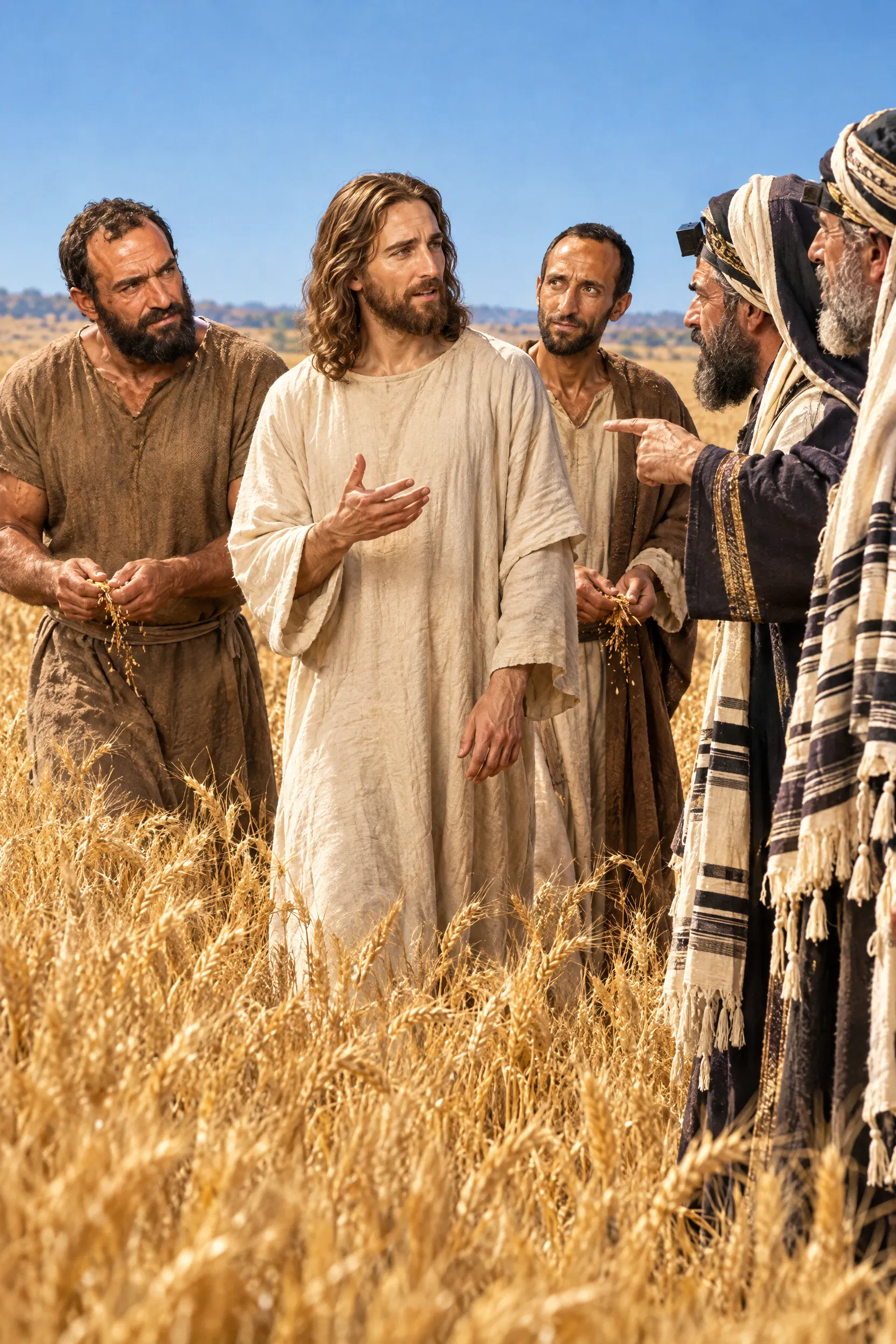Jesus and Disciples Plucking Grain on the Sabbath