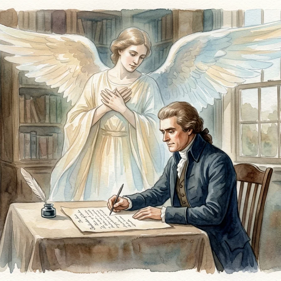Thomas Jefferson guided by Angels