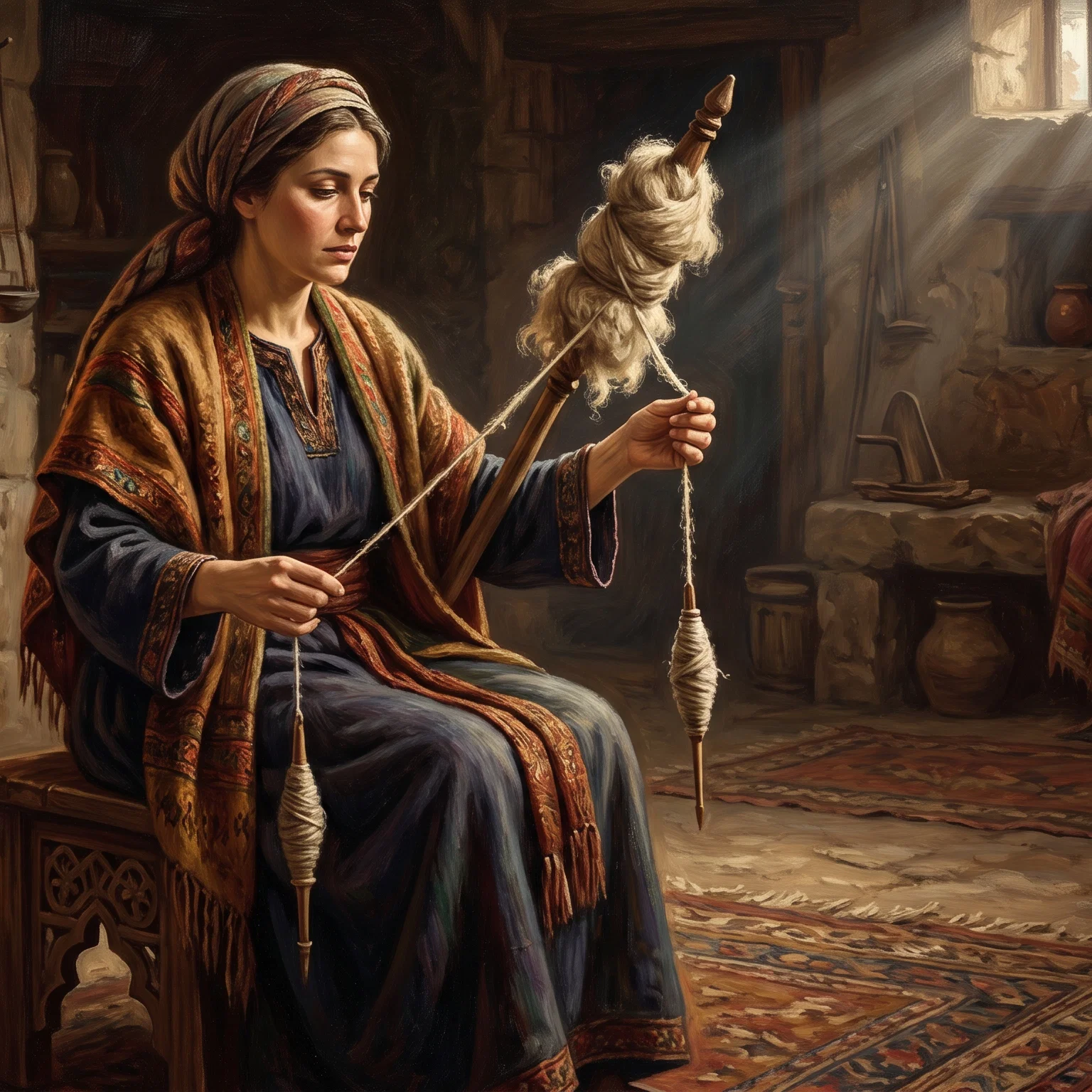 The Virtuous Woman at Her Loom
