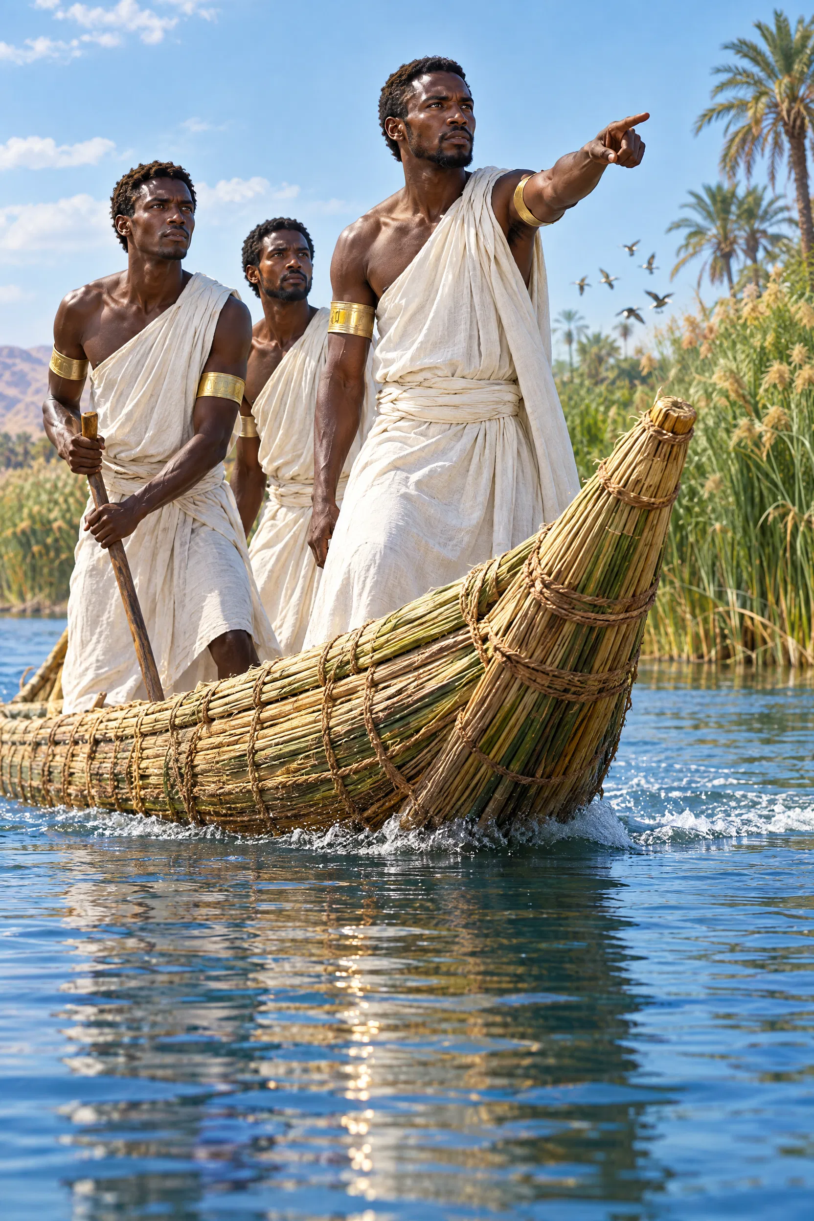 Ethiopian Envoys Sail the Nile in a Reed Boat