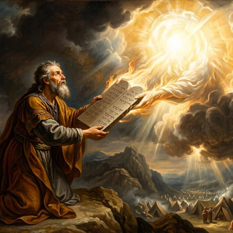 The Unseen Glory of God giving the 10 Commandments to Moses