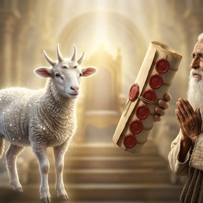 John Prays Before the Lamb and the Sealed Scroll