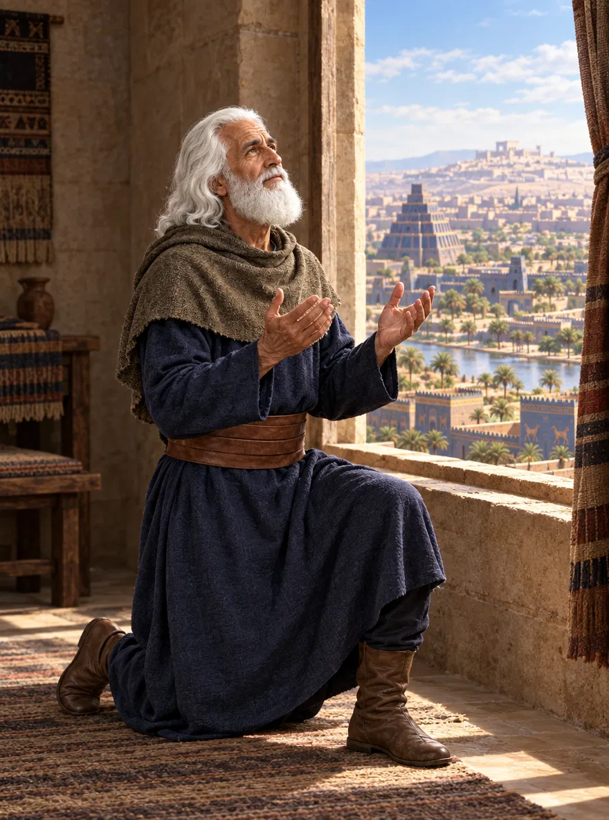 Daniel Kneeling at an Open Window Toward Jerusalem