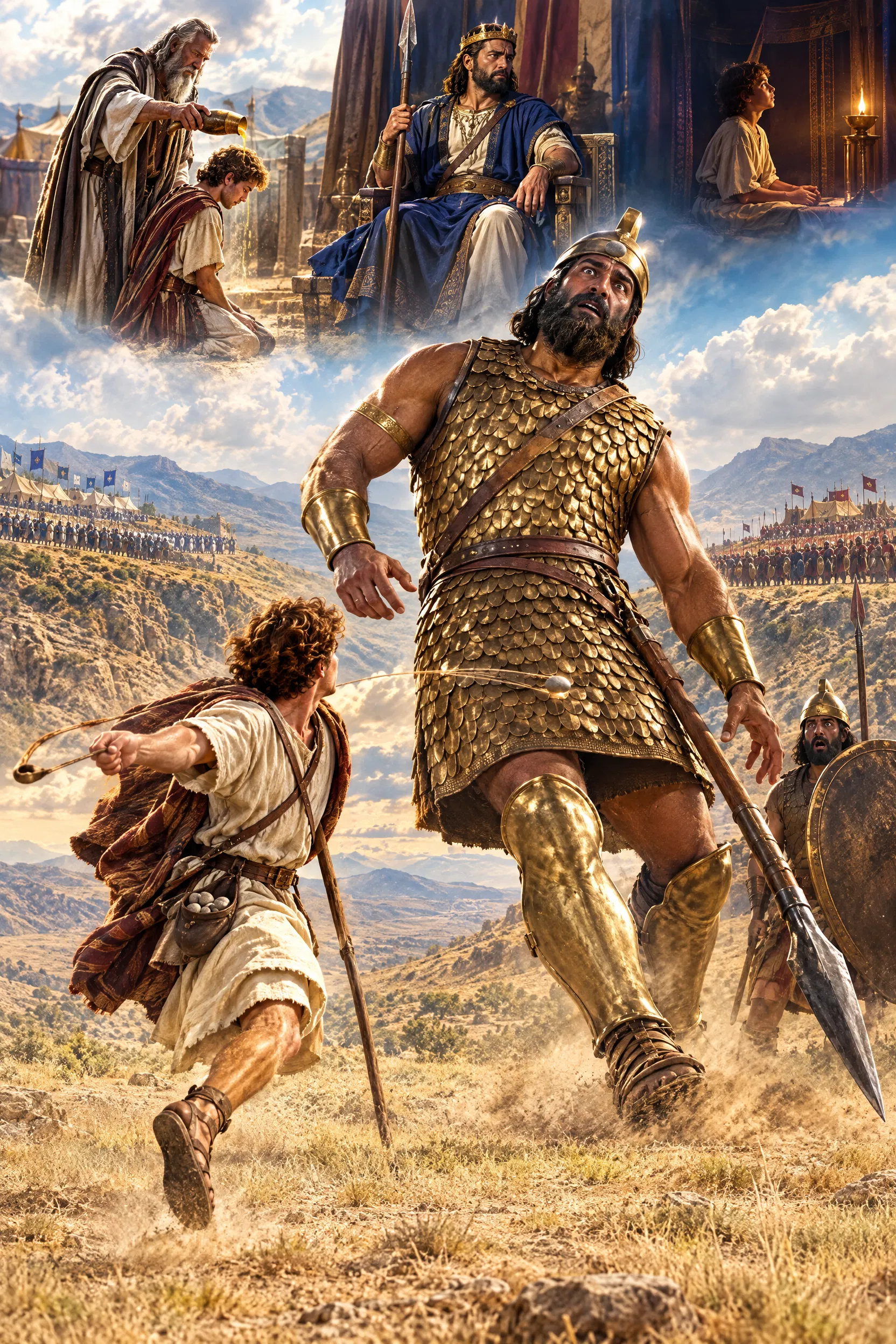 David Slings a Stone at Goliath