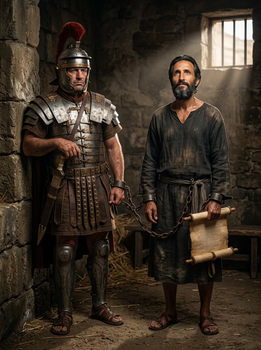 Paul Chained to a Roman Soldier in Prison