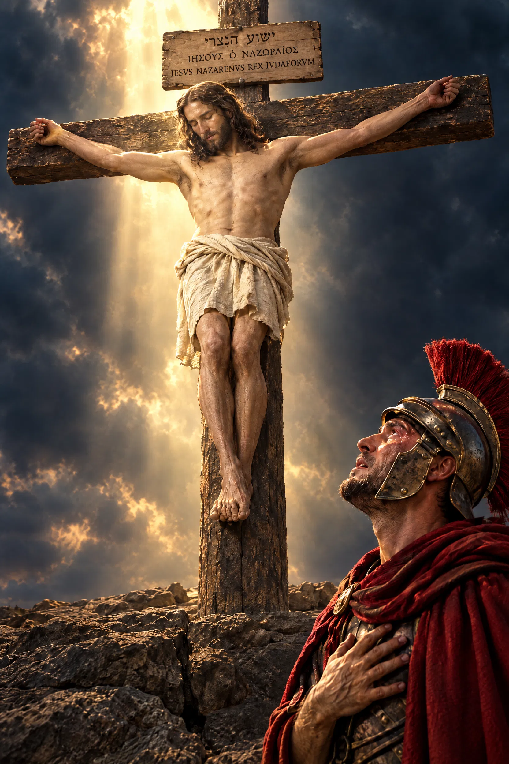 The Centurion Looks Up at the Crucified Jesus