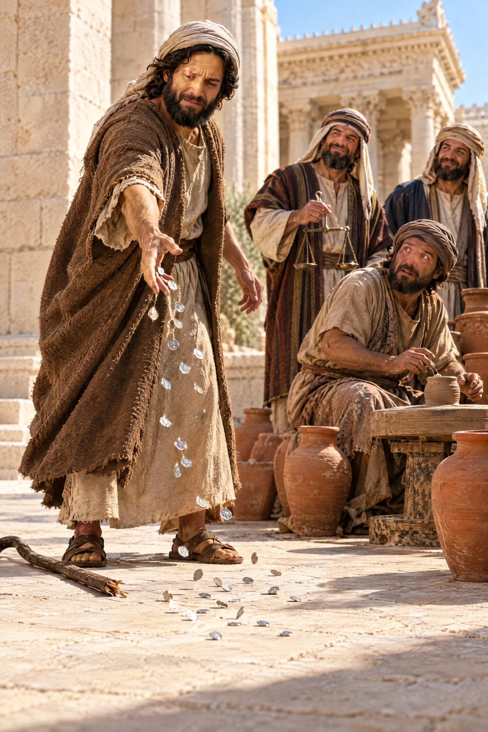 Zechariah Throws Thirty Pieces of Silver to the Potter