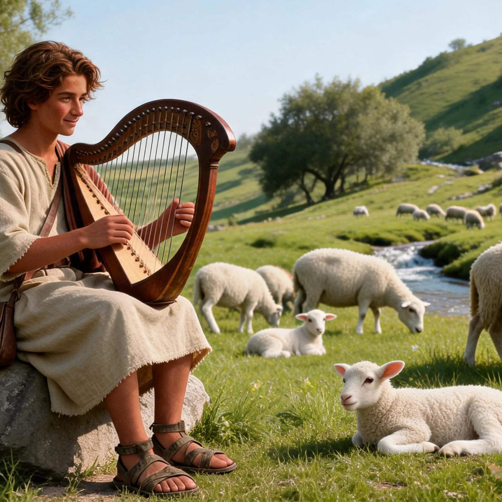 Young David Tending the Gentle Flock