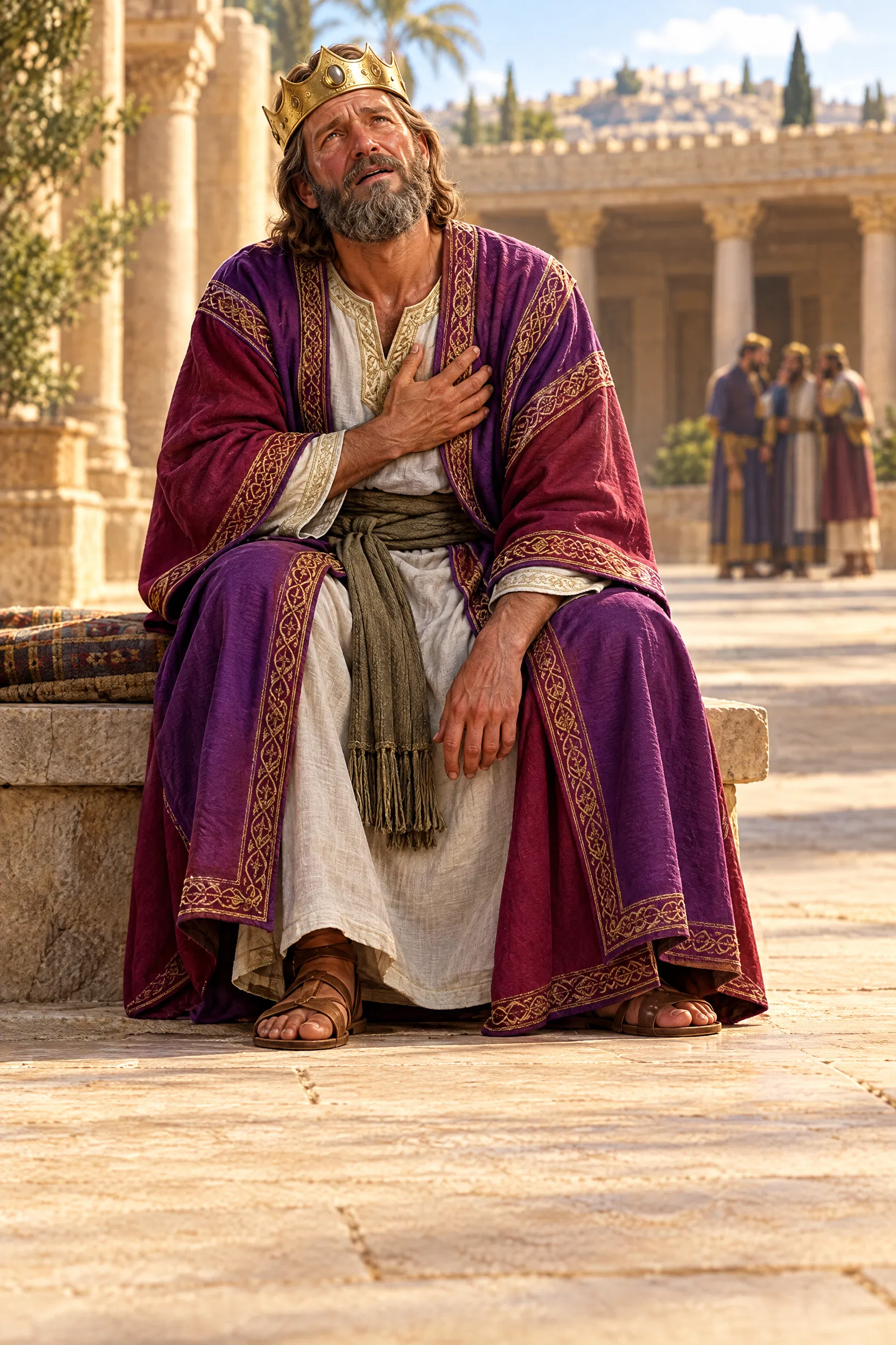 David Sits Bowed Down in Grief and Illness