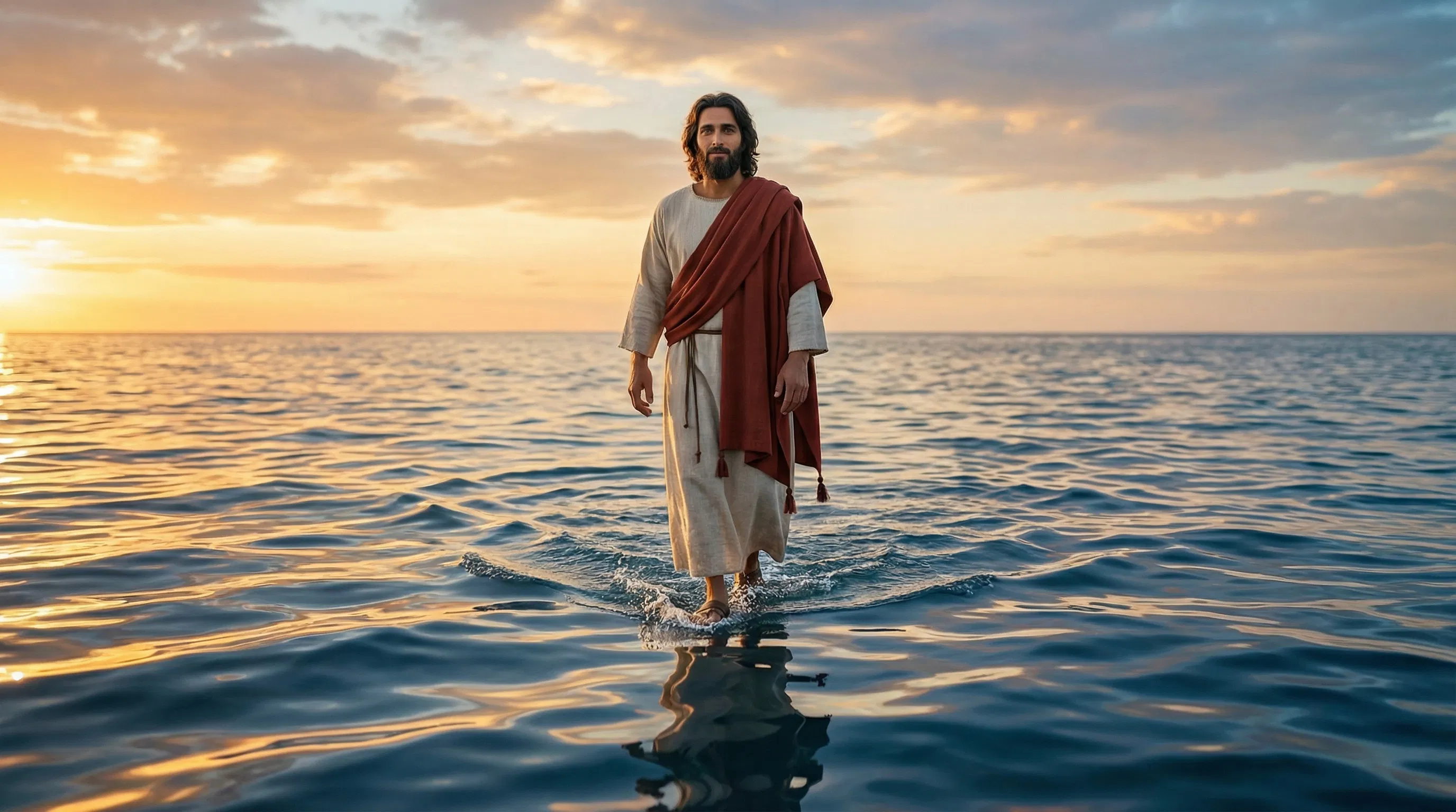 Jesus Walking on the Sea at Sunset