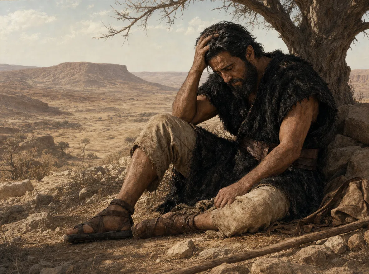 Elijah Sits Despondent Under a Tree in the Wilderness