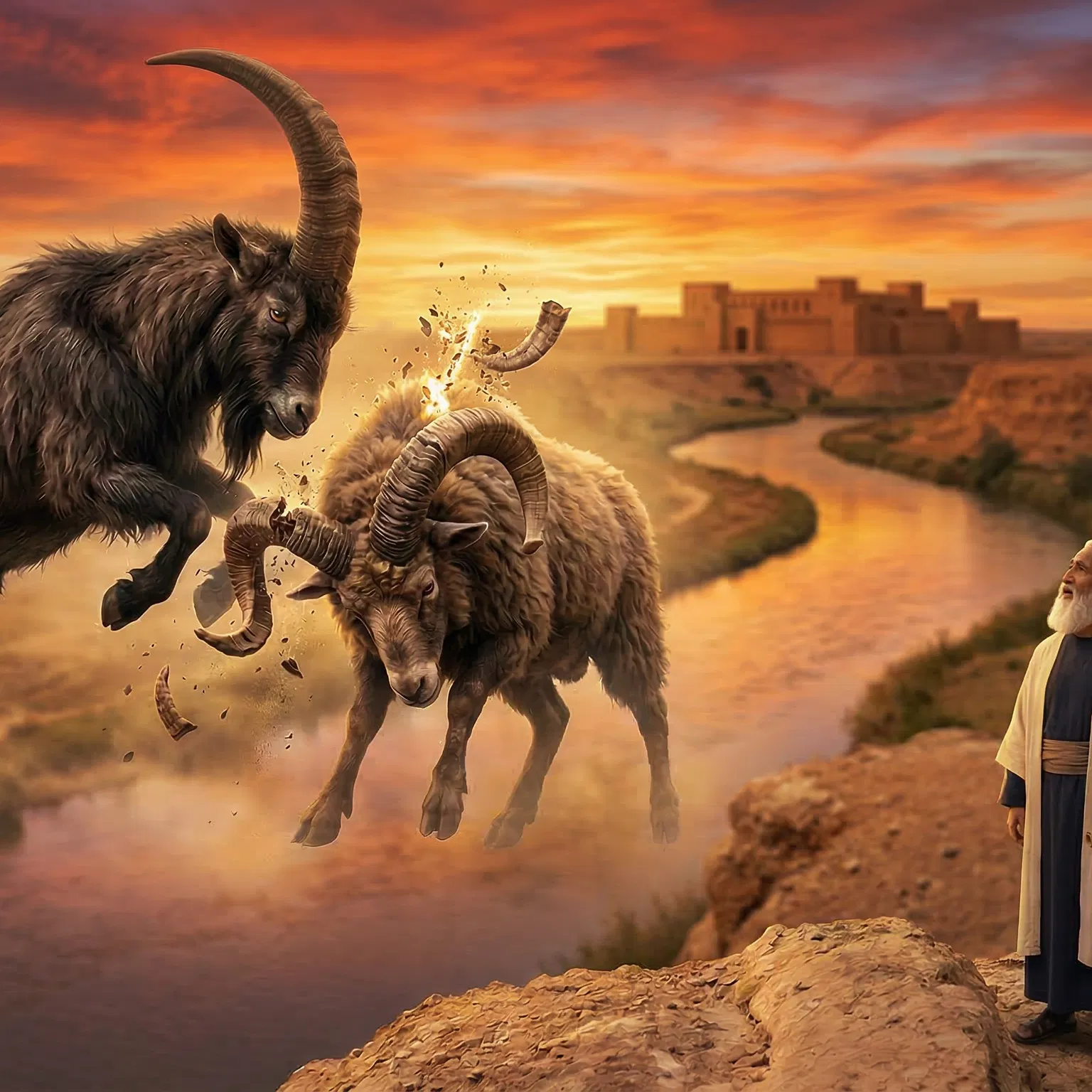 Daniel Sees the Ram and the Goat at Sunset