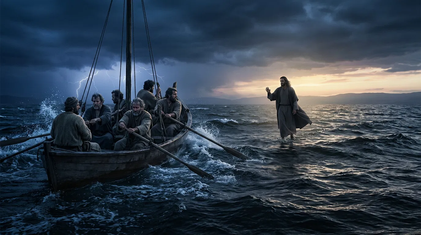Jesus Walks on the Sea Toward the Boat