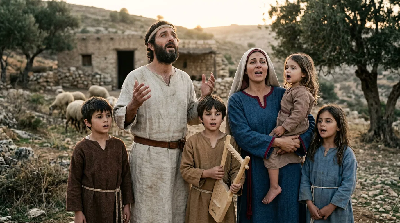 A Family Singing Praise to God