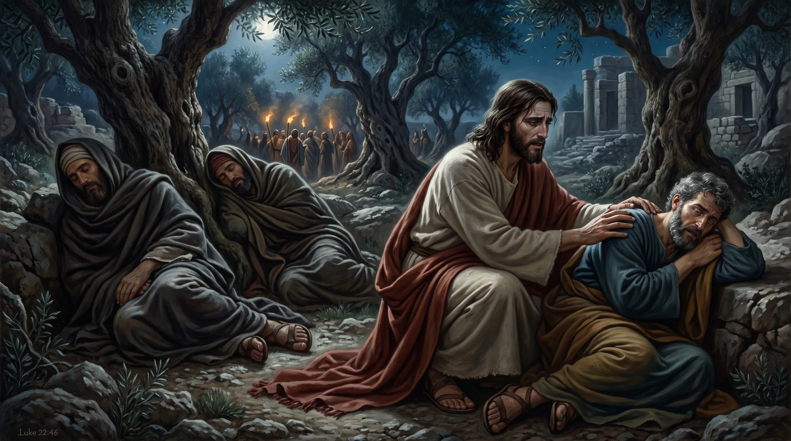Jesus Wakes the Sleeping Disciples
