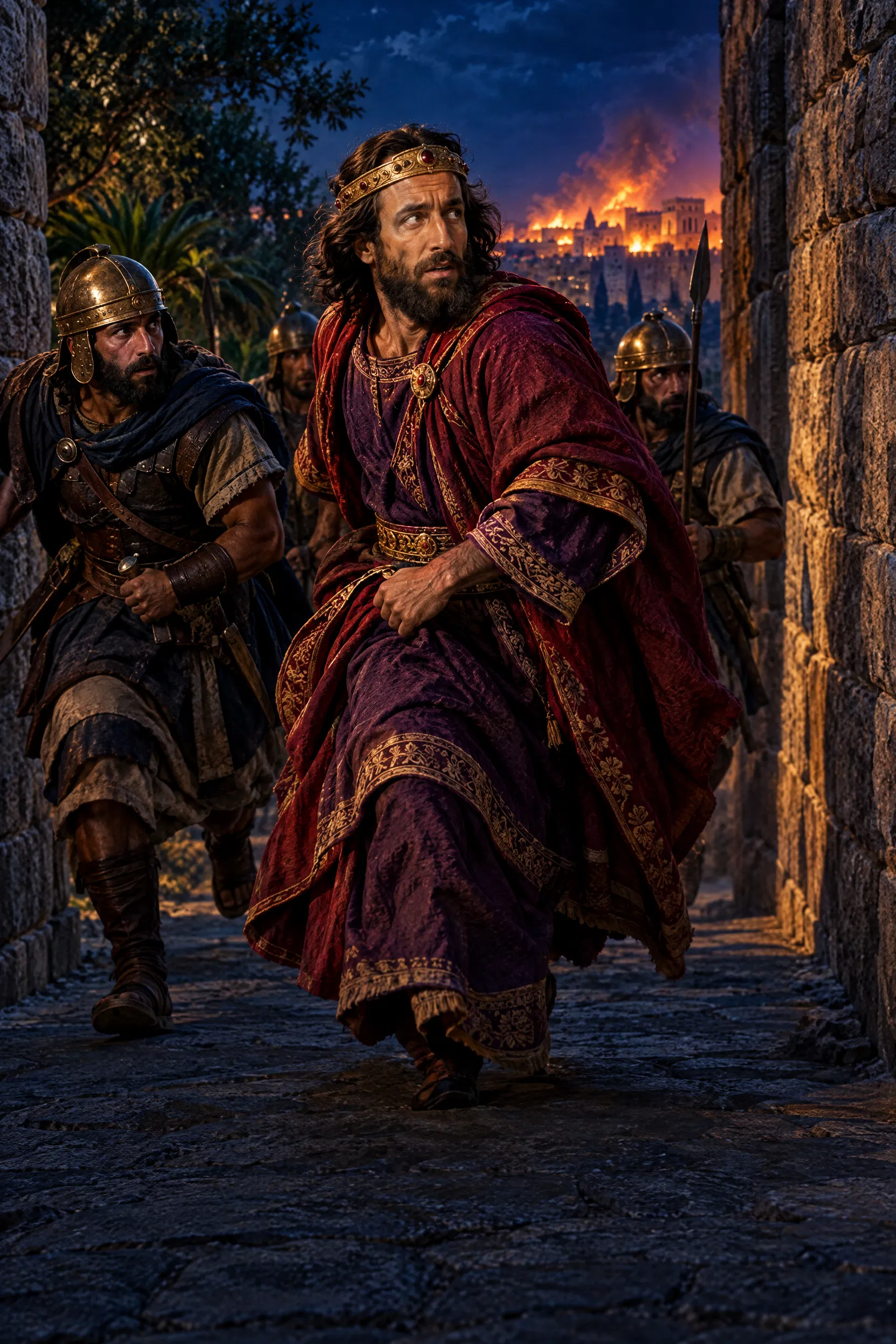 King Zedekiah Flees Jerusalem at Night