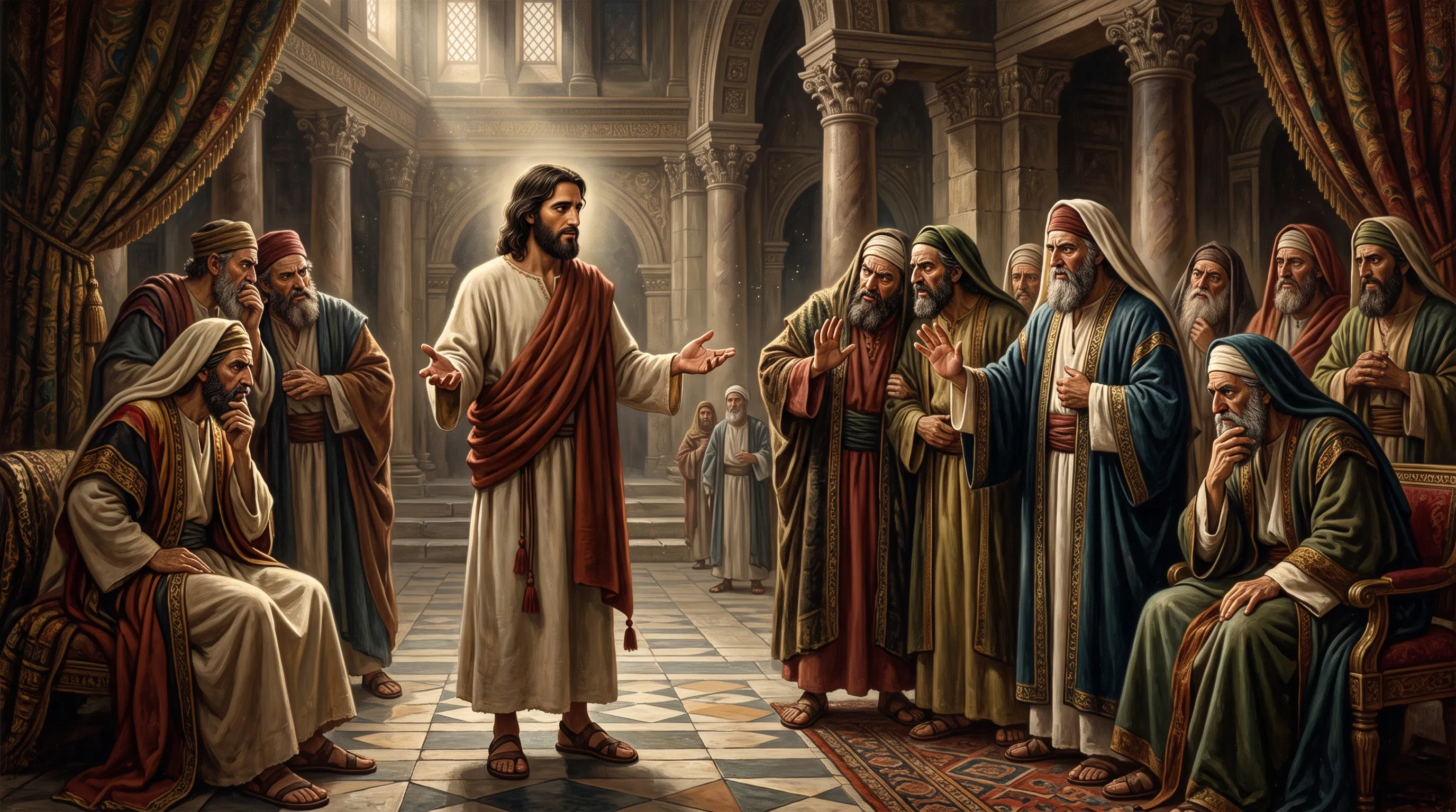 Jesus Speaks With Pharisees and Lawyers at a Feast