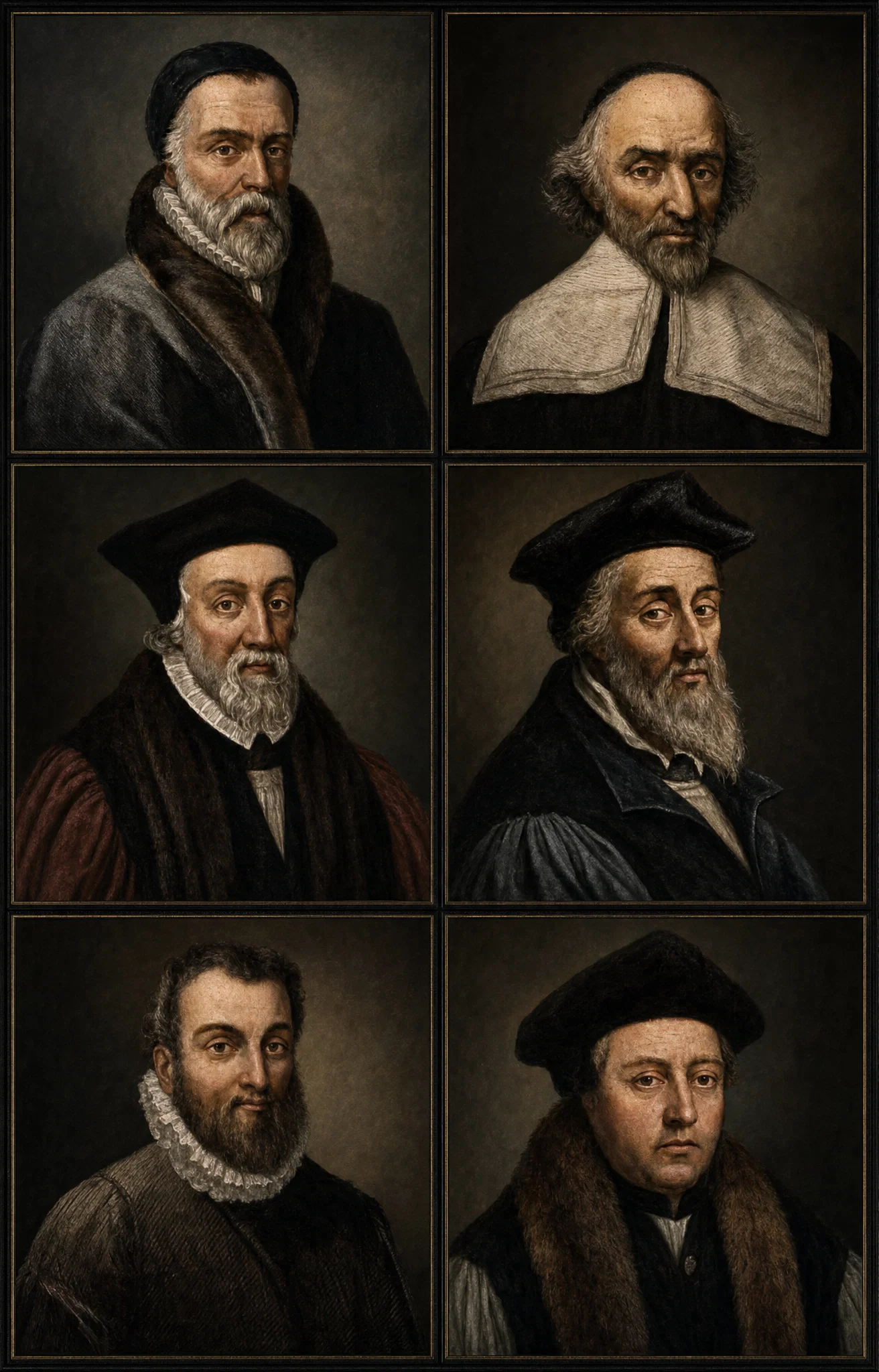 Tyndale.
Latimer.
Wishart.

Knox.
Ridley.
Cranmer.