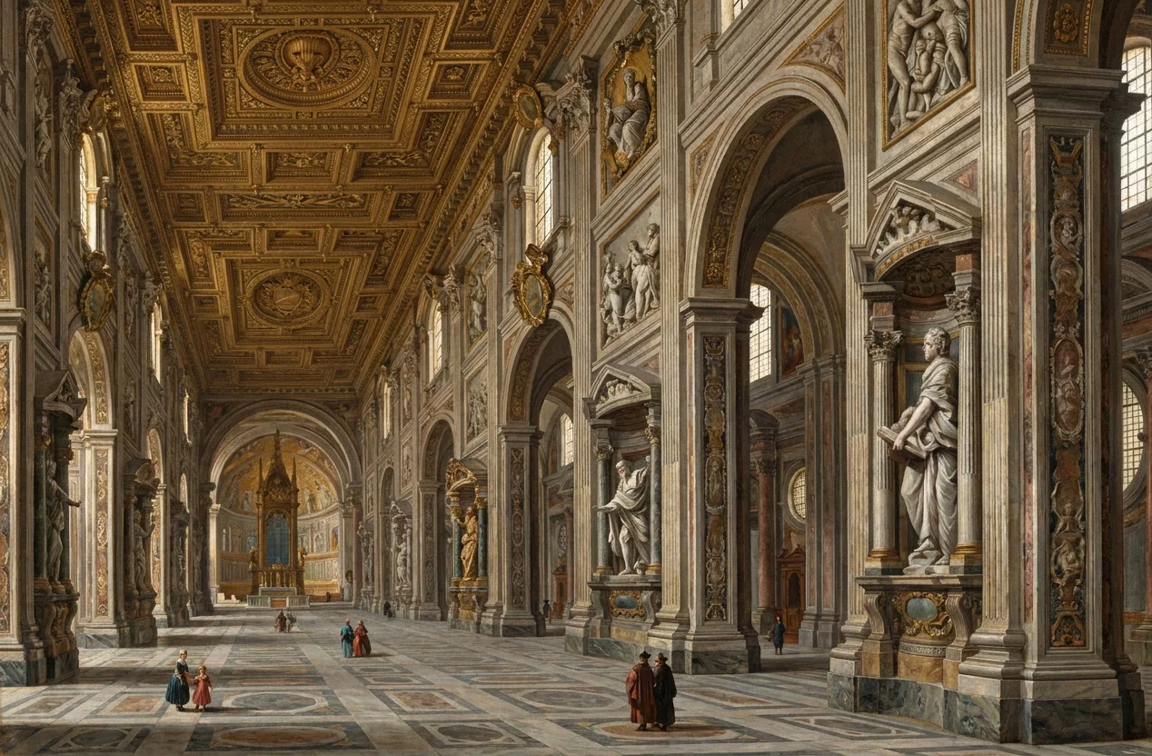 INTERIOR OF THE CHURCH OF ST. JOHN LATERAN. AT ROME.