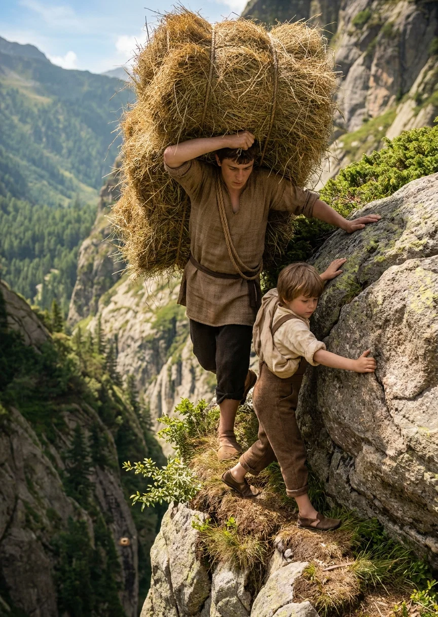 Gathering Hay from the Mountains.