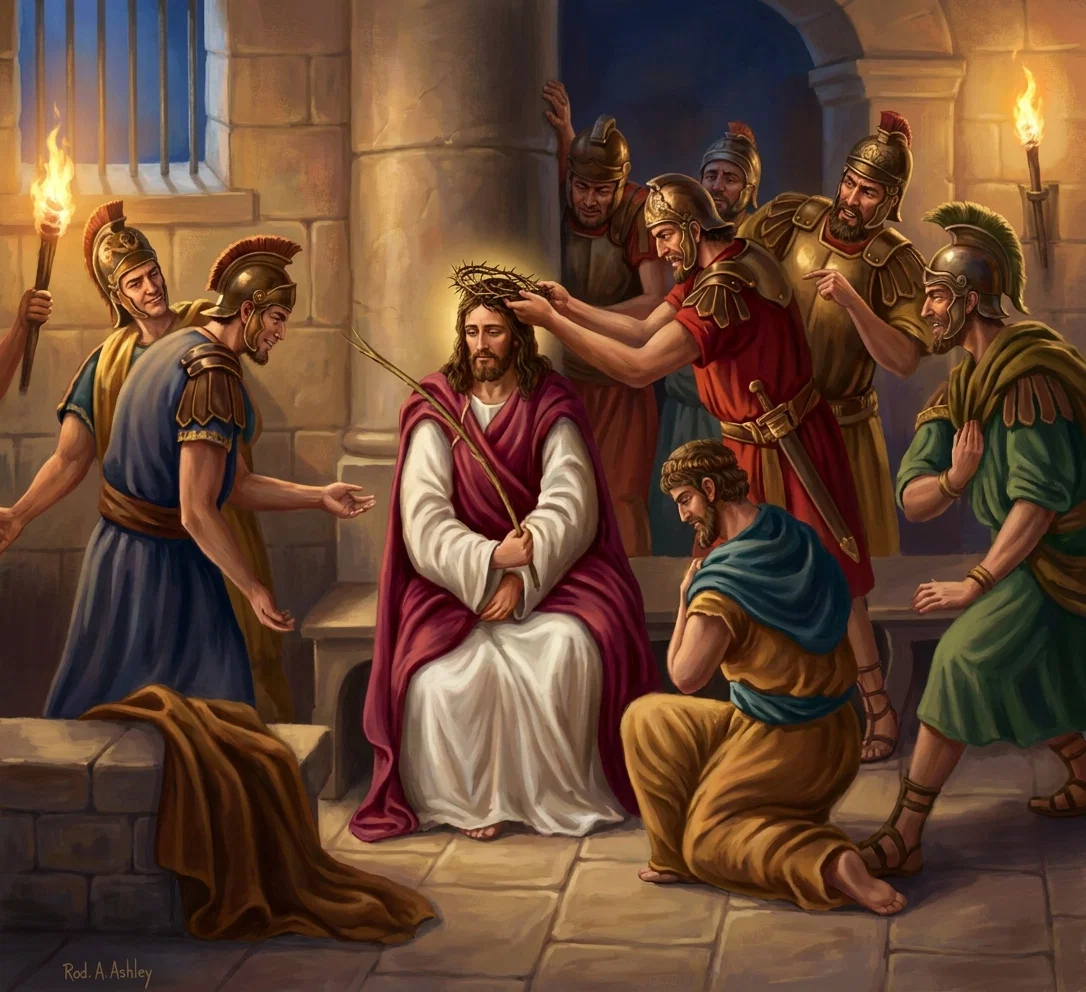 “And the soldiers plaited a crown of thorns, and put it on His head.”