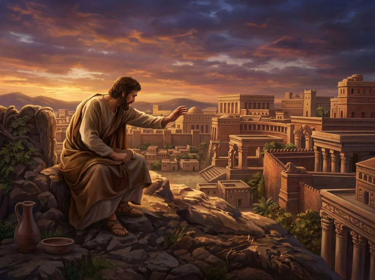 JONAH VIEWING NINEVEH
“Should not I spare Nineveh,
that great city?”