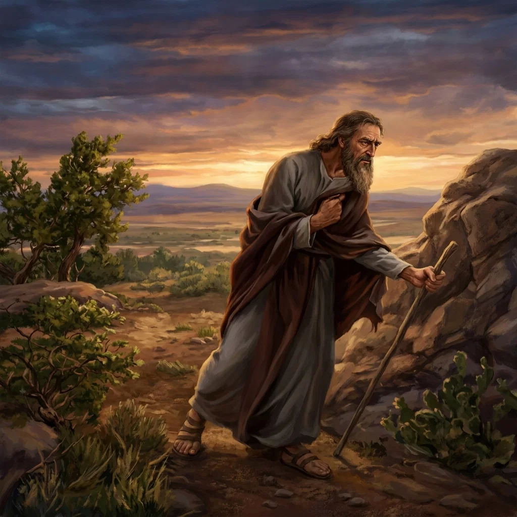 ELIJAH FLEEING
“Forgetting God, Elijah fled on and on.”