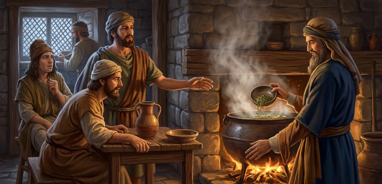 “HE HEALED THE POISONED POTTAGE”