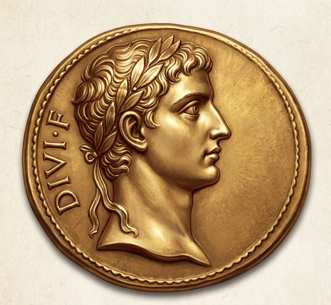 A small oval medallion depicts the profile bust of Jesus facing right. His head and upper shoulders are shown in sharp side view, with long, wavy hair falling around his neck and a calm, upward-tilted face. Fine engraved lines define his forehead, nose, lips, chin, and neck, while darker shading fills the background and outlines the oval border. No other figures, objects, scenery, or lettering are visible within the image.