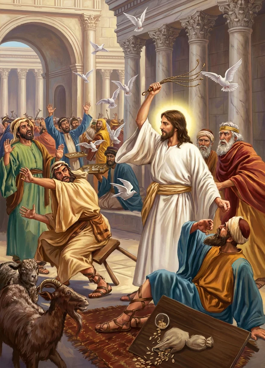 THE CLEANSING OF THE TEMPLE.

“Take these things hence: make not My Father’s house an house of merchandise.”