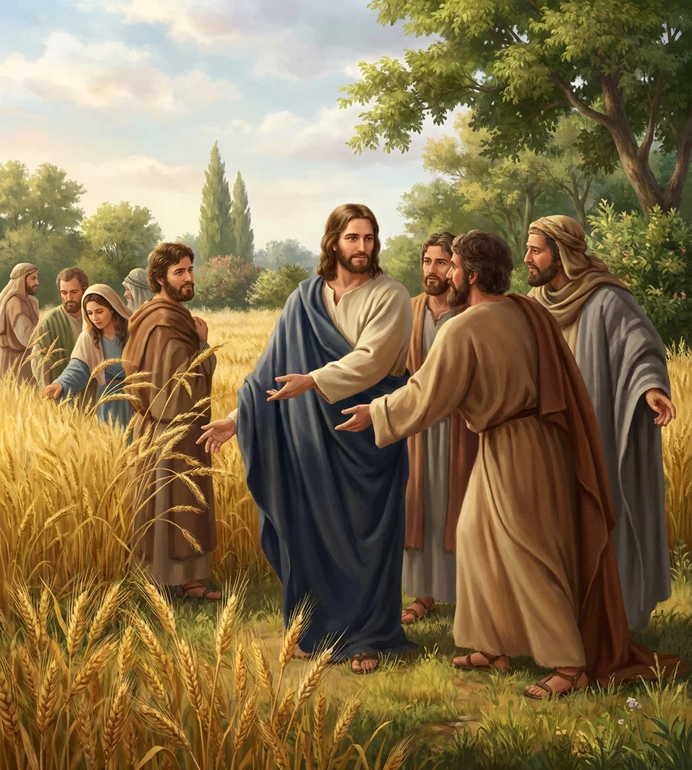 “Returning from the place of worship, they passed through a field of ripening grain.”