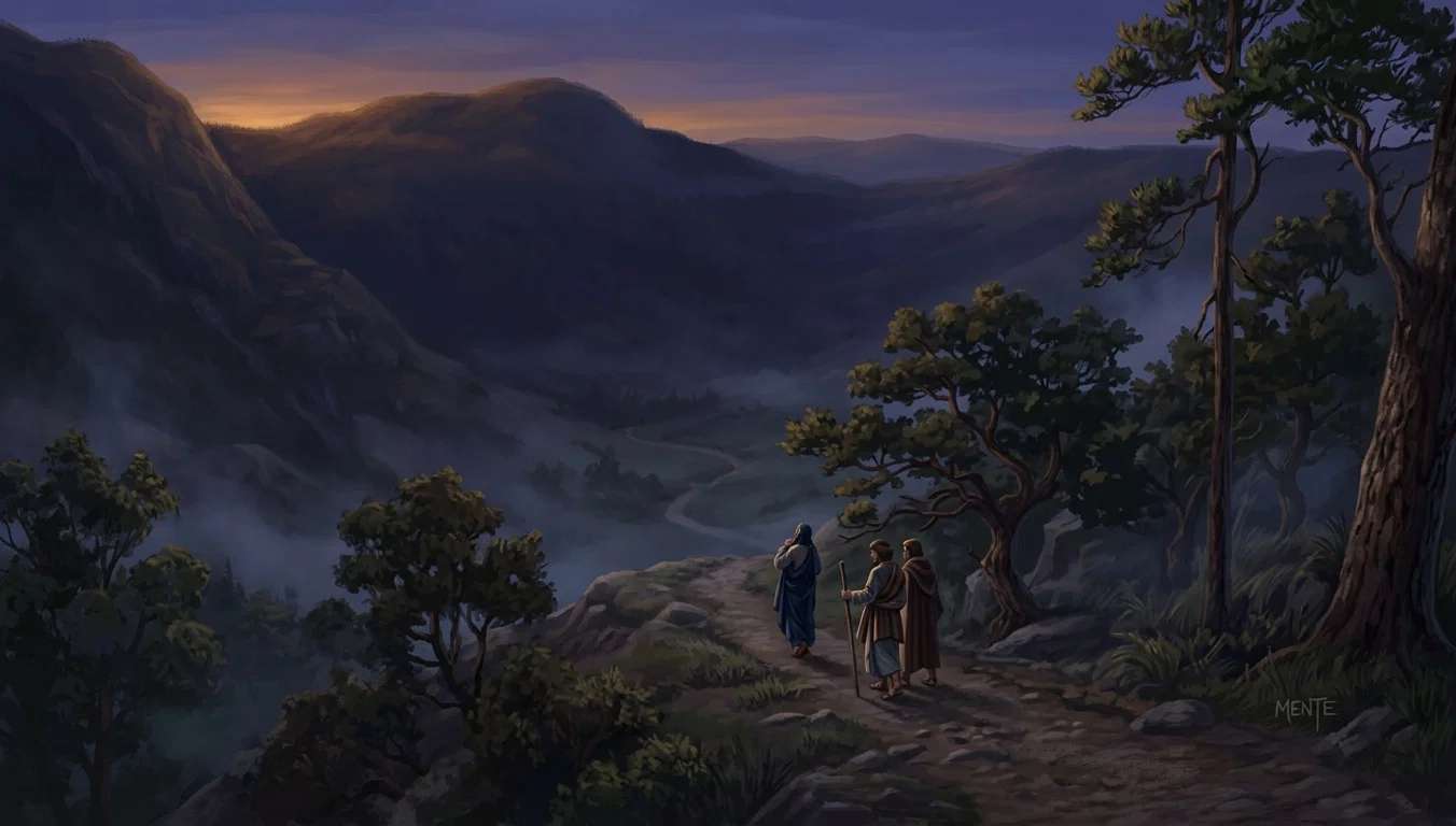 “Soon the light dies out from hill as well as valley, . . . and the solitary travelers are wrapped in the darkness of night.” Page 419.