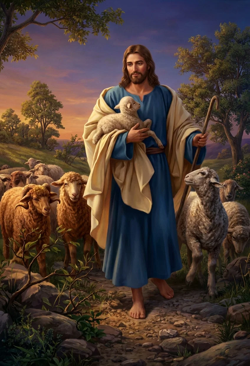 THE DIVINE SHEPHERD.

“I lay down My life for the sheep.”