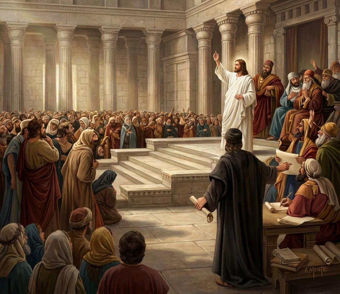 “Never before had such a scene been witnessed. There stood the young Galilean, bearing no earthly honor or royal badge.”