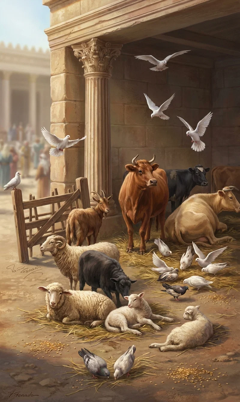 “Animals were bought and sold in the outer court of the temple.”