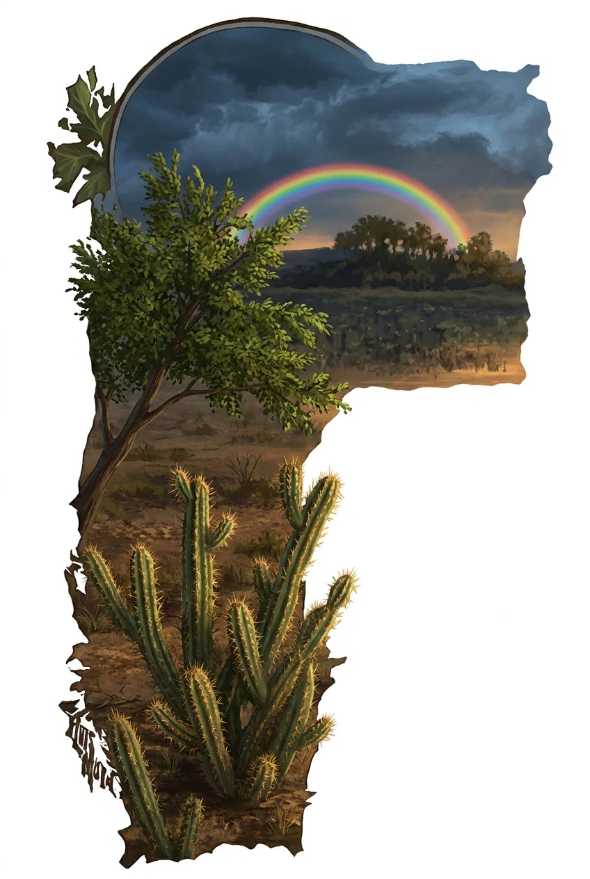 “The clouds that gathered, dark with tempest, were arched by the rainbow of promise.”