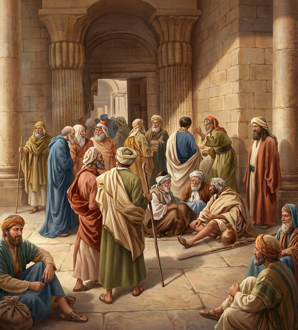 “The temple courts were filled with a promiscuous throng.”
Page 154.