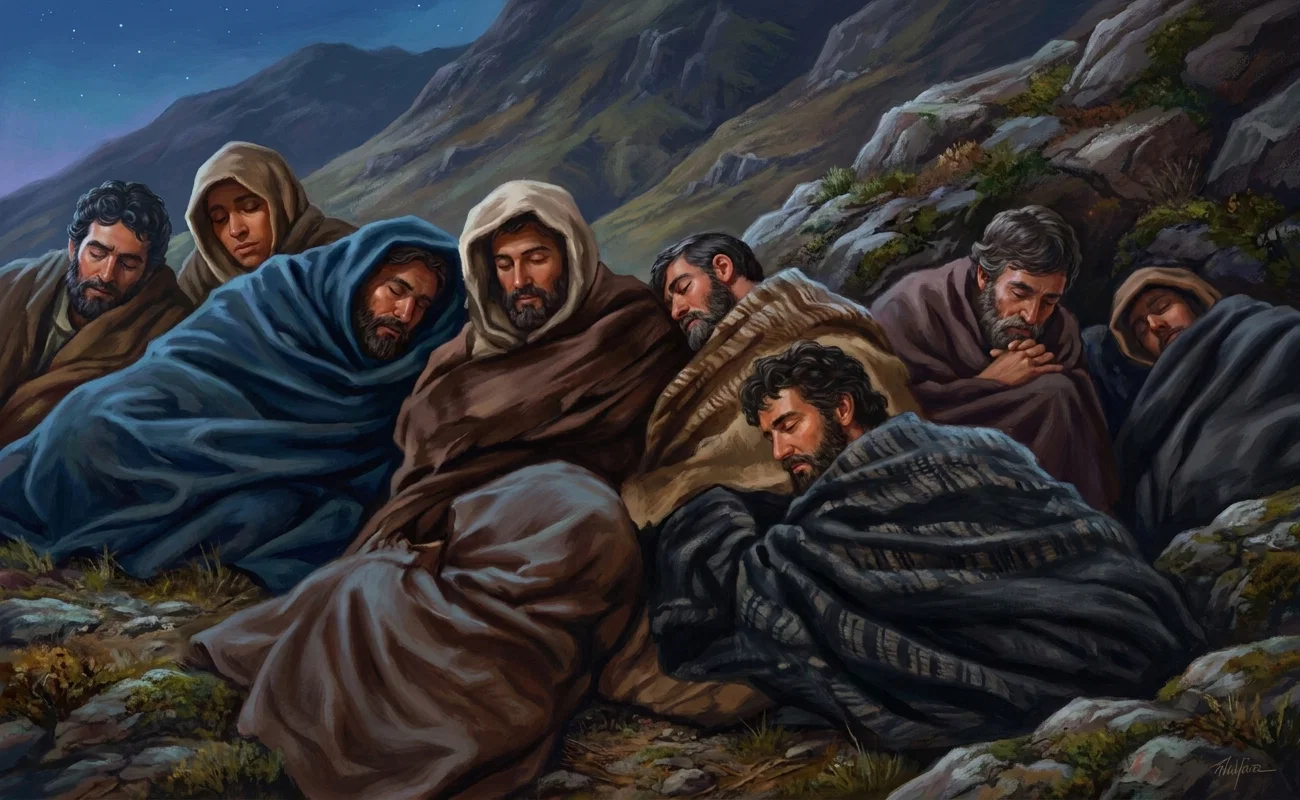 “While they were sleeping at the foot of the mountain.” Page 291.